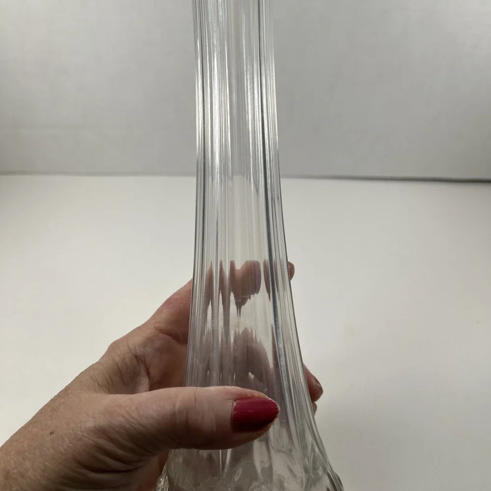6 Petal Swung Clear Glass 13 Inch Flower Vase